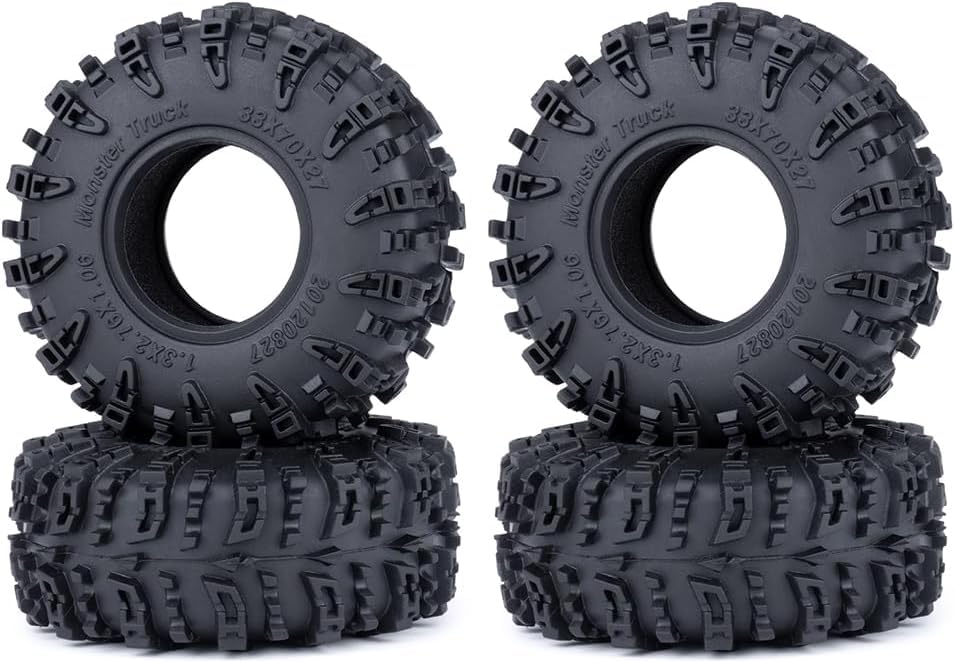 MORLORDY 4Pcs 1.3" Tires - 70mm High Rebound Rubber Tires with Foam Inserts for 1/18 1/24 Micro Crawlera TRX4M SCX24 Upgrade Parts, Style A - color: Style A