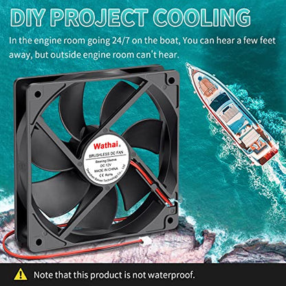 Wathai 120mm 12V 0.45A 2Pin DC Brushless Cooling Fan 12 Volt 120x120x25mm | High CFM 5 inch Exhaust Fan Motor, 3000 RPM DIY 2-Wire Replacement - style: 12V 2Pin 3000RPM