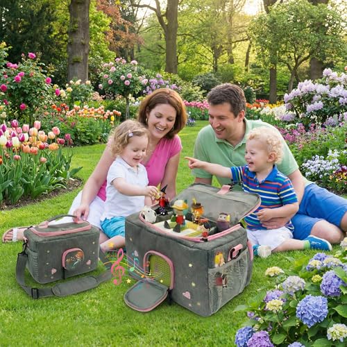 Tonie Carrying Case for Toniebox 1 2, Tonies Figures Storage, Polyester Multifunction Bag, Holds 30-40 Character Figurines & Accessories, 3 Design Patterns (Pink) - color: pink