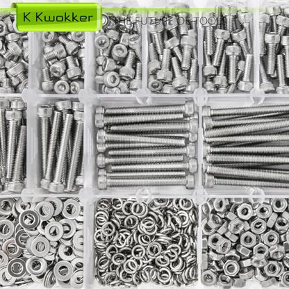 1040PCS M4 Nuts and Bolts Assortment Kit 4mm-45mm, 304 Stainless Steel M4 Screw Assortment, Hex Socket Head Cap Machine Screws Bolts and Nuts Kit Silver 4/6/8/10/12/14/16/20/25/30/35/40/45mm - size: B.M4