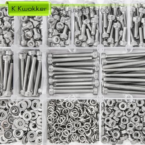 1040PCS M4 Nuts and Bolts Assortment Kit 4mm-45mm, 304 Stainless Steel M4 Screw Assortment, Hex Socket Head Cap Machine Screws Bolts and Nuts Kit Silver 4/6/8/10/12/14/16/20/25/30/35/40/45mm - size: B.M4