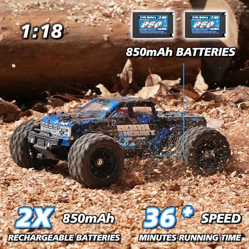 HAIBOXING RC Cars 1/18 Scale 4WD Off-Road Monster Trucks with 36+KM/H High Speed, 2.4 GHz Remote-Controlled Electric All Terrain Waterproof Vehicles with Rechargeable Battery for Kids and Adults RTR