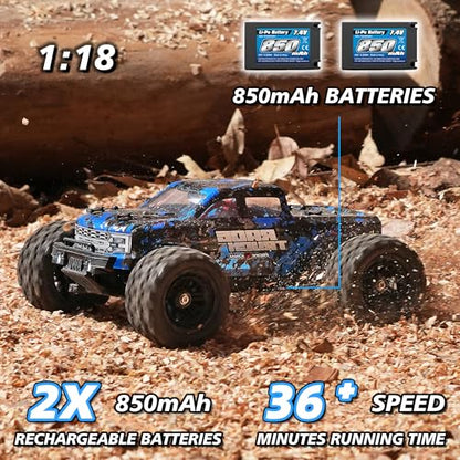 HAIBOXING RC Cars 1/18 Scale 4WD Off-Road Monster Trucks with 36+KM/H High Speed, 2.4 GHz Remote-Controlled Electric All Terrain Waterproof Vehicles with Rechargeable Battery for Kids and Adults RTR