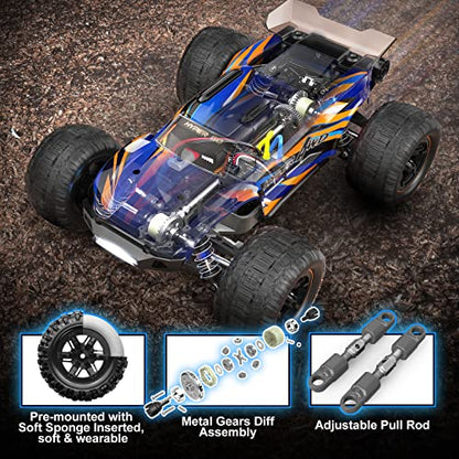 HYPER GO H16DR 1:16 Scale Ready to Run Fast Remote Control Car, High Speed Jump RC Monster Truck, Off Road RC Cars, 4WD All Terrain RTR RC Truck with 2 LiPo Batteries for Boys and Adults