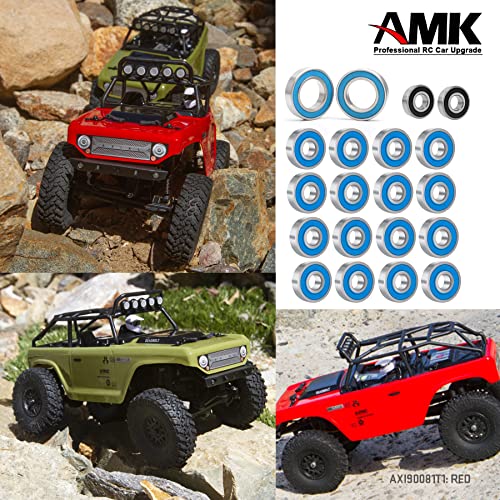 20pcs SCX24 Rubber Sealed Bearings Set, Steel Ball Bearing Set for Axial SCX24 90081 AXI00001 AXI00002 AXI00004 AXI00005 AXI00006 1/24 RC Crawler Car Upgrade Parts