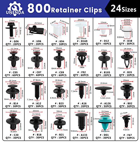 801pcs Car Push Retainer Clips with 24 Popular Push Pins for Auto Parts - Sizes - Blue Fastener Remover Tool for Toyota, GM, Ford, Honda, Acura, Chrysler - size: Car Clips 801PCS-Blue