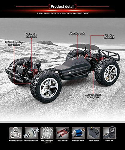 1:12 Scale RC CAR Desert Buggy High Speed 30MPH+ 4x4 Fast Race Cars RTR Racing 4WD Electric Power 2.4GHz Radio Remote Control Off Road Truck (Assorted Color: Black, Gray)