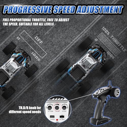 1/14 RC Cars Fast 50 KPH, 4WD Offroad RC Truck with 60 Mins Runtime, All Terrain High Speed Remote Control Car with 2 Rechargeable Batteries 2000 mAh, RC Cars for Adults and Boy Gifts