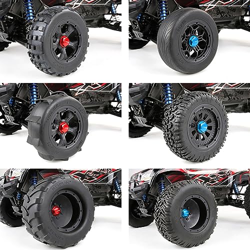 24mm CNC Metal Wheel Tire Adapter Front Rear Tyre Nut Cap 4pcs (Blue) | for 1/5 Scale TRAXXAS X-MAXX XMAXX 6S 8S Truck Rc Car Racing Toys Parts - color: Blue