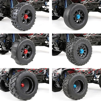 24mm CNC Metal Wheel Tire Adapter Front Rear Tyre Nut Cap 4pcs (Blue) | for 1/5 Scale TRAXXAS X-MAXX XMAXX 6S 8S Truck Rc Car Racing Toys Parts - color: Blue