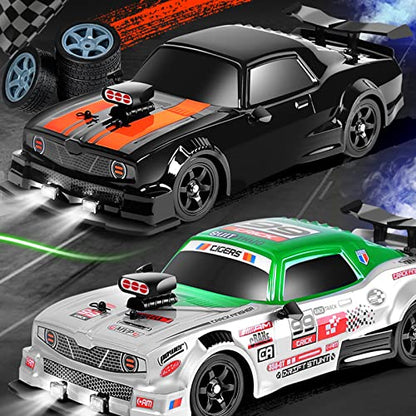RC Drift Car 2.4GHz 1:16 Scale 4WD High Speed Remote Control Cars Vehicle with LED Lights Two Batteries and Drifting Tires Racing Sport Toy Cars for Adults Boys Girls Kids - color: White