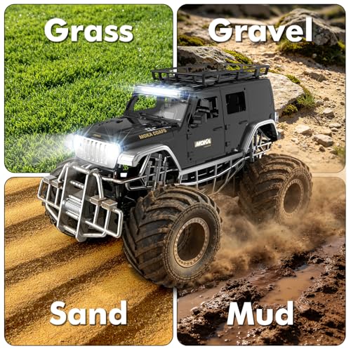 Highspeed Off-Road rc Monster Truck with Light Spray 2.4GHz Upright 360 Rotate 4WD Monster Trucks rc Cars, 20+ KM/H Monster Trucks 70min (Max) Runtime, Back to School Birthday Gift Toddler Toys 8-12 - color: Upgrade Blk
