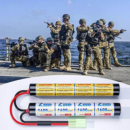 Zeee 9.6V Airsoft Battery 1600mAh NiMH Battery with Mini Tamiya Plug | High Power RC Battery for Airsoft Guns(2 Pack)