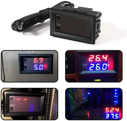 UMLIFE 5PCS 12V Electronic Temperature Controller Programmable -50 to 110 Degree Celsius Heating/Cooling Thermostat Control Switch Module NTC Waterproof Sensor Probe Dual Color LED Display Monitor - style: 5PCS