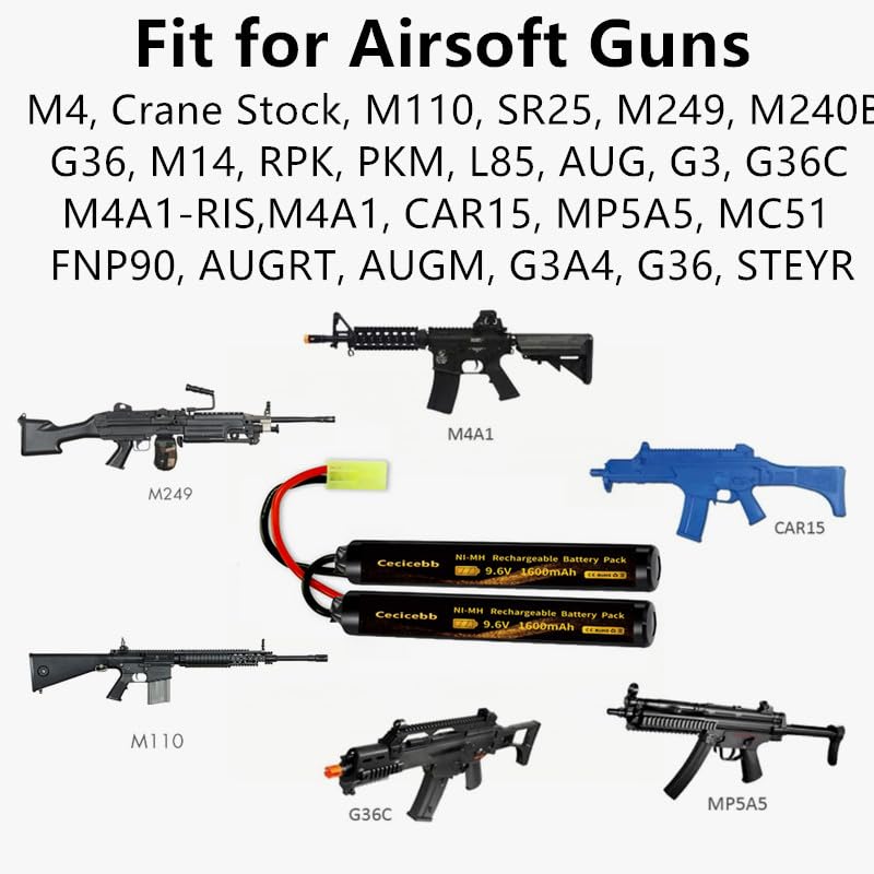 9.6V Nimh Airsoft Battery 9.6V 1600mAh Nunchuck Butterfly Mini NiMH Battery Pack with 9.6V Charger
