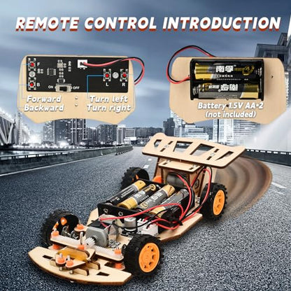 Self-Centering Steering Remote Control Car，STEM Projects for Kids Ages 8-12，Engineering kit, DIY rc car kit, STEM Kits for Kids Ages 8-12