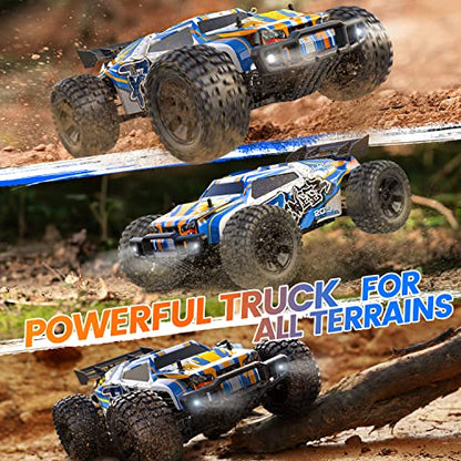 1:10 Large High Speed Remote Control Car with LED Shell Lights, 48+ KM/H, 4WD Offroad Monster Truck for Adults & Kids, Hobby RC Truck Vehicle, 2 Battery Crawler Toy Gift for Boy