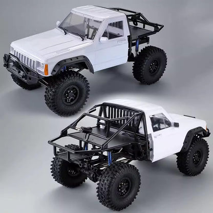 1/10 RC Hard Shell Cab & Back-Half Cage Body Shell Kit for 1/10 RC Crawler TRX4 SCX10 90046 AT4 GEN 8 Scout II,313mm Wheelbase Cherokee Upgrade and Modify (White) - color: White