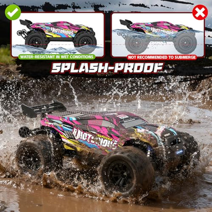 1:16 4WD Brushless rc Cars, 70+KM/H(Peak) High Speed Remote Car, RC Trucks 4X4 Offroad with 3000mAh Batteries, Boys RC Truggy Toys Back-to-School Season and Birthday Gifts for Youth Aged 14+ - color: Brushless Rc Cars-pink