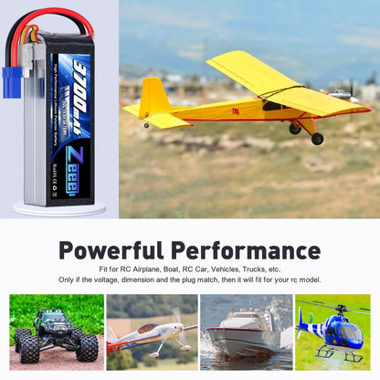 Zeee 4S Lipo Battery 3700mAh 60C 14.8V with EC5 Plug (2 Packs) | Soft Case Battery for RC Airplane Helicopter RC Boat UAV Drone FPV RC Car Truck Boat