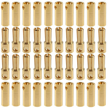 20 Pairs Gold-Plated 5MM 5.0MM Banana Plug Bullet Male and Female Connector Adapter for RC Lipo Battery ESC Motors (5.0MM) - size: 20Pairs 5.0MM