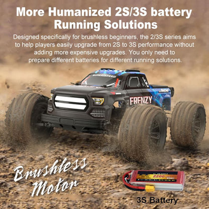 1/12 Brushless RC Cars for Adults, RC Trucks 4x4 Offroad Waterproof, Electric Powered High Speed Remote Control Car, Fast Extreme All Terrain RC Truggy with 3S Battery for Snow Sand - style: Metallic Blue