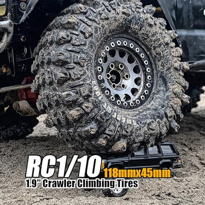4PCS 1.9" Crawler Climbing Tires OD 4.65'' 1/10 RC Crawler Rubber Tires for Traxxas TRX4 Axial SCX10 90046 SCX10 Tamiya CC01 D90 Redcat Gen7/8 1/10 RC Crawler Car