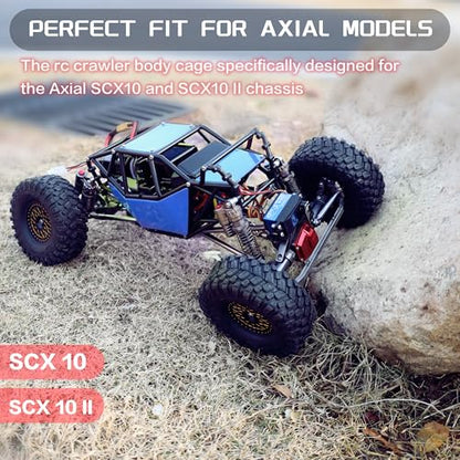 Nylon Rock Buggy Roll Cage Body Shell Chassis Kit for SCX10 ll 90046(Blue) | Roll Cage Rock Buggy Body Shell,1/10 RC Crawler Upgrade Parts,High-strength,Easy Assembled - color: Blue