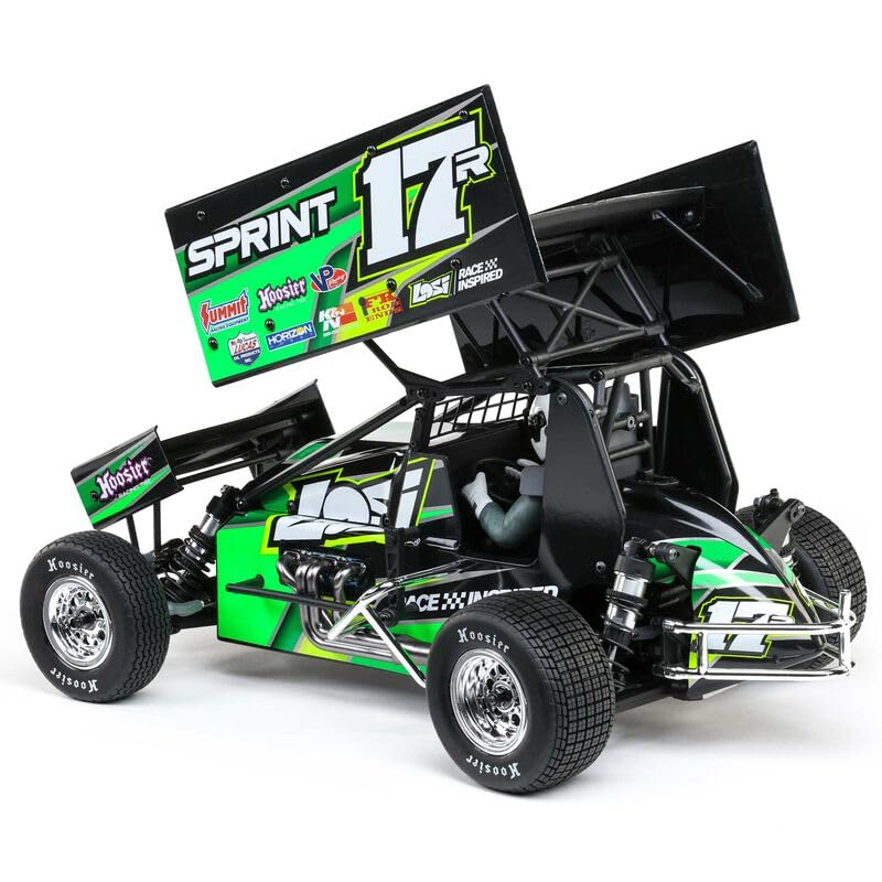 Helidirect Losi 22S Sprint 1/10 Scale 2WD RTR Dirt Oval RC Sprint Car, Brushed Spektrum Radio System - Green - color: Green