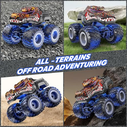 Remote Control Monster Car, 2.4GHz RC Crocodile Monster Truck Toys for 3 4 5 6 7 8 Years Old Boys Kids, All Terrain RC Truck Off Road with Spray, Light, Rechargeable Battery, Christmas Birthday Gifts - style: Crocodile
