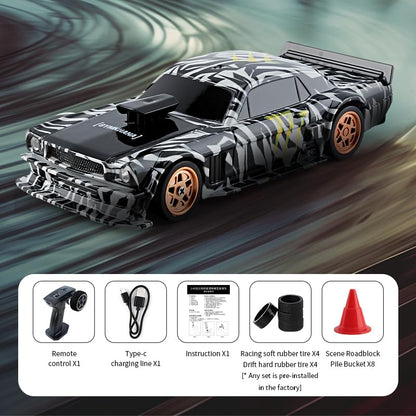 RC Drift Car - 1:43 Remote Control Car 2.4GHz Mini Drift Cars Racing High Speed Drift Car Model with LED Lights for RC Toys Gift (Black) - color: Black