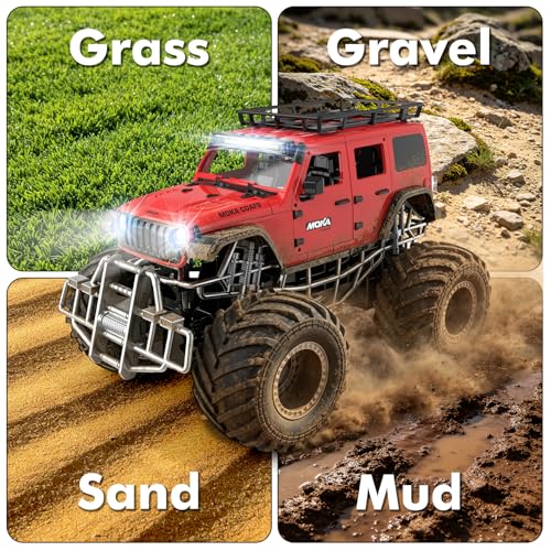 Highspeed Off-Road rc Monster Truck with Light Spray 2.4GHz Upright 360 Rotate 4WD Monster Trucks rc Cars, 20+ KM/H Monster Trucks 70min (Max) Runtime, Back to School Birthday Gift Toddler Toys 8-12 - color: Upgrade Red