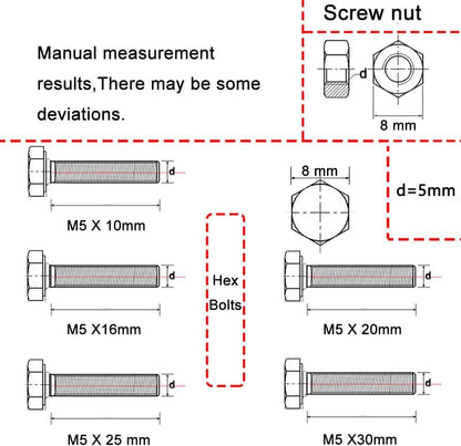 newlng M5 304 Stainless Steel Bolts and Nuts Kit, Hex Flat Head Cap Bolts Screws Nuts Hexagon Socket Head Screw,Heavy Duty Hex Bolts Nuts Assortment, Head Mechanical Parts Combination Box - size: A-M5