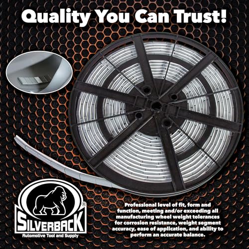 Silverback 1/2 oz Grey Steel Adhesive Tape Wheel Weights with EZ Peel Tape. Designed for the Professional Tire Dealer. Cars, Trucks, SUV's & Motorcycles. 10lb Roll .50 oz Grey Tape Weight - color: 1 Roll 1/2 oz Grey