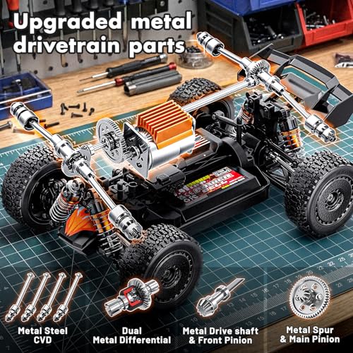 RC Cars 1:18 High-Speed RC Off-Road Truck for Adults & Boys,36KM/H RC Car with Metal Drivetrain, Dual Rechargeable Batteries, Splash-Proof Electronics, Portable Remote Control Car for Outdoor Fun Gift
