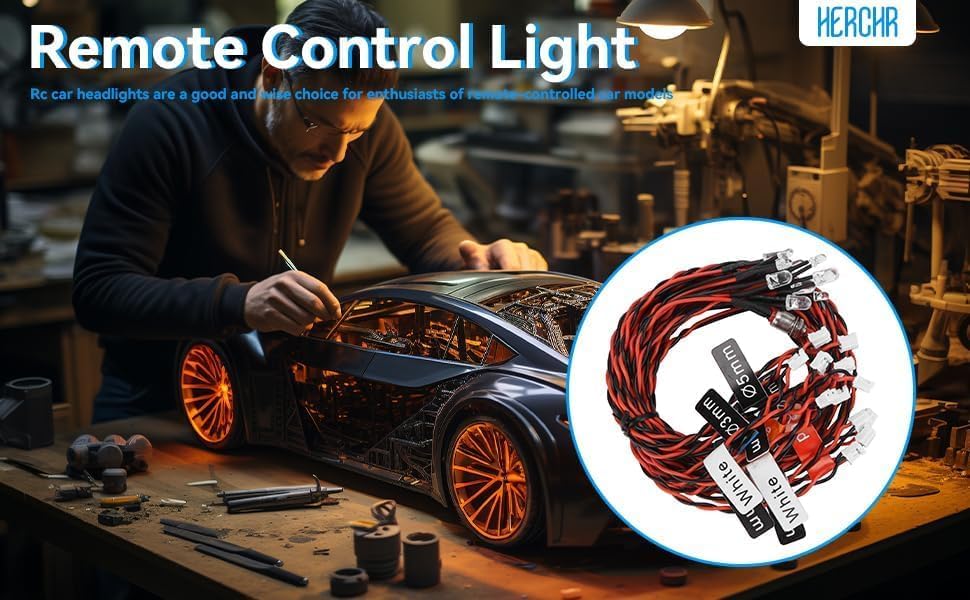 12 RC Car Headlights Taillight Flashing Light System Smart Simulation RC Truck Led Lights Lamp Kit for Tamiya/HSP CC01 1/10 1/8 Cars, Crawler, Off-Road, Sport Racing, Steering, Brake