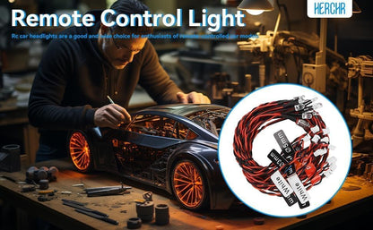12 RC Car Headlights Taillight Flashing Light System Smart Simulation RC Truck Led Lights Lamp Kit for Tamiya/HSP CC01 1/10 1/8 Cars, Crawler, Off-Road, Sport Racing, Steering, Brake