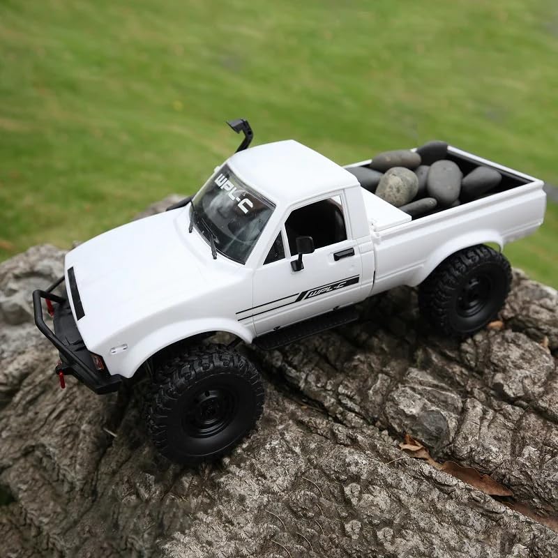 1/16 Scale RC Crawler, WPL C24-1 RC Truck RTR 4x4 Off-Road Pick-up Car 2.4GHz Remote Control RC Rock Crawler with Upgraded Battery & LED Lights