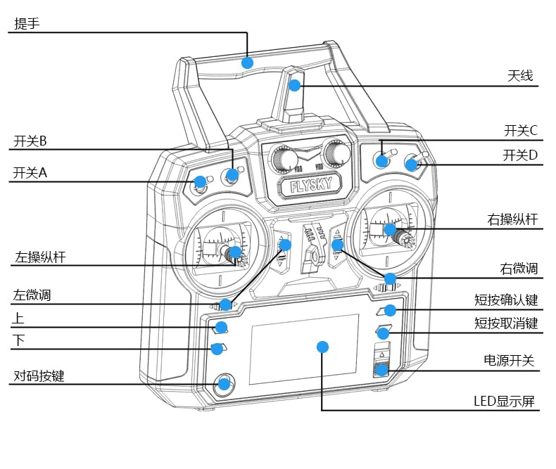 Flysky FS-i6 Transmitter, 6CH Transmitter with FS-iA6 Receiver | 2.4G AFHDS 2A Protocol, High Sensitivity, Low‑power Receiver, 6 Channel Quick Bind, Stable, Mode 2 (Throttle Left)