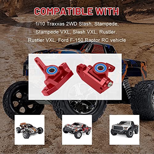 OGRC Caster Block Steering Blocks, Stub Axle Carriers for 1/10 Slash 2WD | Aluminum Front Caster Block&Steering Blocks and Rear Stub Axle Carriers kit for 1/10 Traxxas slash 2WD #3632 3736 3752 (Red) - color: Red