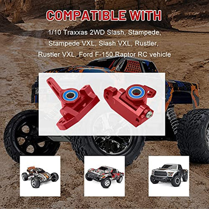 OGRC Caster Block Steering Blocks, Stub Axle Carriers for 1/10 Slash 2WD | Aluminum Front Caster Block&Steering Blocks and Rear Stub Axle Carriers kit for 1/10 Traxxas slash 2WD #3632 3736 3752 (Red) - color: Red