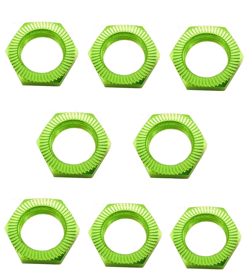 8 pcs Aluminum RC Wheel Nuts 17mm Thread 1.0mm for ARRMA HSP AXIAL FS HIMOTO Redcat Upgraded Hop-Up Parts (Green) - color: Green