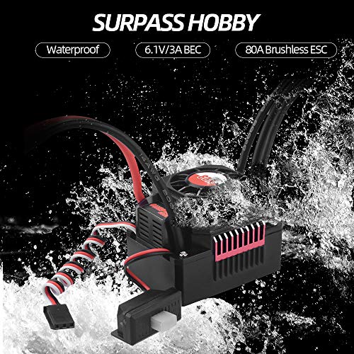 GoolRC Surpass Hobby 80A Brushless Electric Speed Controller Waterproof ESC for 1/10 RC Truck Off-Road Car