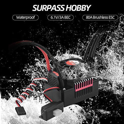 GoolRC Surpass Hobby 80A Brushless Electric Speed Controller Waterproof ESC for 1/10 RC Truck Off-Road Car