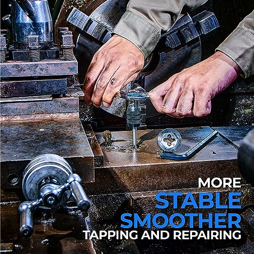 toolant 127-Piece Metric & SAE Ratcheting Tap and Die Set | SAE and metric threading sizes, ratcheting handles, assorted drill bits, tap holders, double-layer toolbox - size: 127pcs set