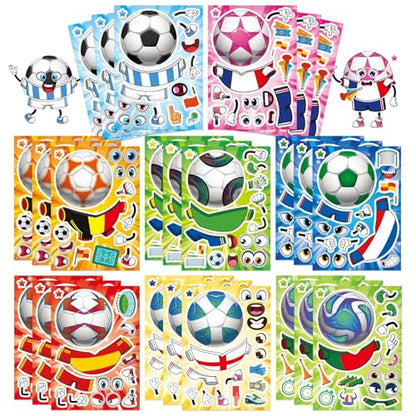 Soccer Stickers for Kids, Make a Face Stickers, Make Your Own Sticker | 24 Sheets, Goodie Bag Stuffers, Football Gifts, Soccer Party Favors, Classroom Teacher Reward Educational Toy Art Craft - style: 24 Sheet Soccer Stickers