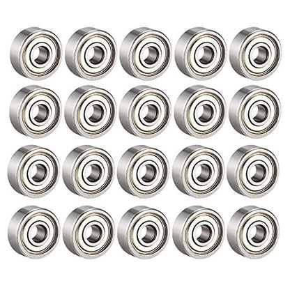 uxcell 624ZZ Ball Bearing 4mm x 13mm x 5mm Double Shielded 624-2Z 80024 Deep Groove Bearings, Carbon Steel (Pack of 20) - size: 4mmx13mmx5mm