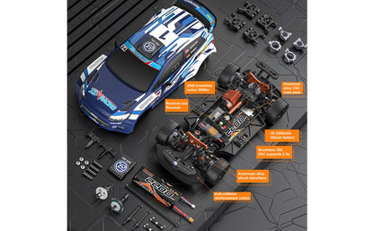 ZD Racing 1/12 RC Drift Racer Brushless Adult with Gyro | Up to 50 MP,4WD RTR Speed, 3S 2200 mAh Battery, Blue