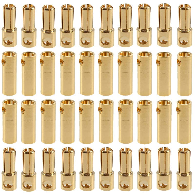 20 Pairs Gold-Plated 5.5MM Banana Plug Bullet Male and Female Connector Adapter for RC Lipo Battery ESC Motors (5.5MM) - size: 20Pairs 5.5MM