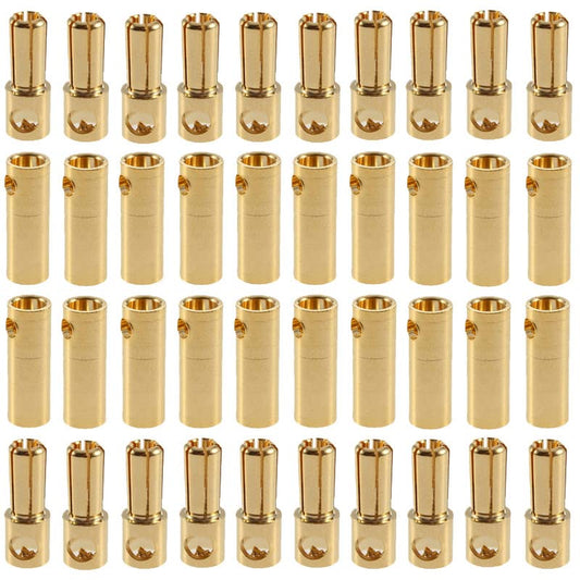 20 Pairs Gold-Plated 5.5MM Banana Plug Bullet Male and Female Connector Adapter for RC Lipo Battery ESC Motors (5.5MM) - size: 20Pairs 5.5MM